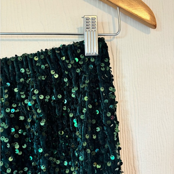 ✨ Custom Handmade EMERALD GREEN Sequin Velvet Velour Wide Leg Palazzo Pants - Picture 3 of 11